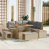 vidaXL - Tuinbank - Set - 8 - pcs - Beige - poly - rattan