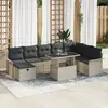 vidaXL Ensemble de canapé de jardin 9 pcs Gris clair Poly rotin