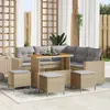 vidaXL - Tuinbank - Set - 9 - pcs - Beige - poly - rattan