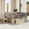 vidaXL Ensemble de canapé de jardin avec coussin 8 pcs Beige polyrotin