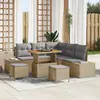 vidaXL Ensemble de canapé de jardin avec coussin 8 pcs Beige polyrotin