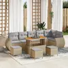 vidaXL - Tuinbank - Set - 10 - pcs - Beige - poly - rattan