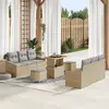 vidaXL Ensemble de canapé de jardin avec coussin 9 pcs Beige polyrotin