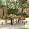 vidaXL Ensemble de salle à manger pour jardin 7 pcs Noir et Marron