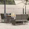 vidaXL Salon de jardin avec coussins 3 pcs gris résine tressée