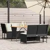 vidaXL Salon de jardin 3 pcs avec coussins noir résine tressée