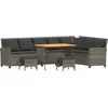 vidaXL Salon de jardin 4 pcs avec coussins forme L gris résine tressée