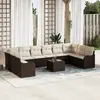 vidaXL Ensemble de canapé de jardin 11 pcs Marron et blanc polyrotin