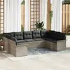 vidaXL Ensemble de canapé de jardin 9 pcs Gris clair polyrotin