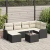 vidaXL Ensemble de canapé de jardin 7 pcs Noir et blanc Poly rotin