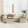 vidaXL Ensemble de canapé de jardin 6 pcs Beige Poly rotin