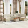 vidaXL Ensemble de canapé de jardin avec coussin 9 pcs Beige polyrotin