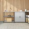 vidaXL Ensemble de rangement cuisine 2 pcs Argent 150 x 50 x 92 cm