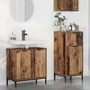 vidaXL Ensemble de mobilier de salle de bain Plaid 2 pcs Bois ancien