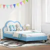 vidaXL vidaXL Cadre de lit avec tête de lit Bleu 90 x 190 cm PU