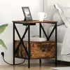 vidaXL Cabinet de chevet avec tiroir Chêne fumé 41.5 x 40.5 x 55 cm