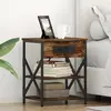 vidaXL Table de nuit avec station de chargement 2 pcs Chêne fumé