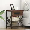 vidaXL Table de nuit avec station de chargement 2 pcs Chêne marron