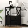 vidaXL Table de nuit avec station de chargement 2 pcs Chêne noir
