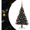 vidaXL Sapin de Noël artificiel pré-éclairé Noir 120 cm PVC