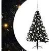 vidaXL Sapin de Noël artificiel pré-éclairé Noir 120 cm PVC