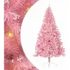 vidaXL Sapin de Noël artificiel pré-éclairé Rose 240 cm PVC