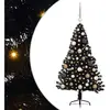 vidaXL Sapin de Noël artificiel pré-éclairé Noir 120 cm PVC