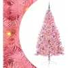 vidaXL Sapin de Noël artificiel pré-éclairé Rose 210 cm PVC