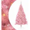 vidaXL Sapin de Noël artificiel pré-éclairé Rose 210 cm PVC