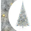 vidaXL Sapin de Noël artificiel pré-éclairé Argent 210 cm PET