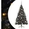 vidaXL Sapin de Noël artificiel pré-éclairé Noir 180 cm PVC