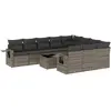 vidaXL Salon de jardin avec coussins 10 pcs gris résine tressée