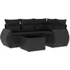 vidaXL Salon de jardin 5 pcs avec coussins noir résine tressée