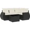vidaXL Salon de jardin 5 pcs avec coussins noir résine tressée