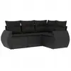 vidaXL Salon de jardin 4 pcs avec coussins noir résine tressée