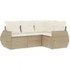 vidaXL Salon de jardin avec coussins 4 pcs beige résine tressée