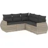 vidaXL Salon de jardin 5 pcs avec coussins gris clair résine tressée