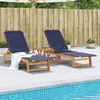 vidaXL Chaises longues lot de 2 et table bleu foncé bois massif acacia