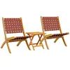 vidaXL Chaises pliables de jardin lot de 2 et table rouge bois massif