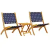 vidaXL Chaises pliables de jardin lot de 2 avec table bleu foncé bois