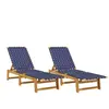 vidaXL Chaises longues lot de 2 bleu bois d'acacia solide et tissu