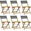 vidaXL Chaises de jardin pliantes lot de 6 noir poly rotin bois massif