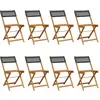 vidaXL Chaises de jardin pliantes lot de 8 noir poly rotin bois massif