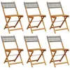 vidaXL Chaises de jardin pliantes lot de 6 gris poly rotin bois massif