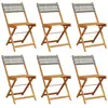vidaXL Chaises de jardin pliantes lot de 8 gris poly rotin bois massif