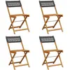 vidaXL Chaises de jardin pliantes lot de 4 noir poly rotin bois massif