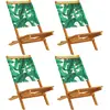 vidaXL Chaises de jardin pliantes lot de 4 vert tissu et bois massif