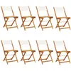 vidaXL Chaises de jardin pliantes lot de 8 tissu et bois massif