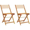 vidaXL Chaises de jardin pliantes lot de 4 beige tissu et bois massif