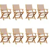vidaXL Chaises de jardin pliantes lot de 8 taupe tissu et bois massif